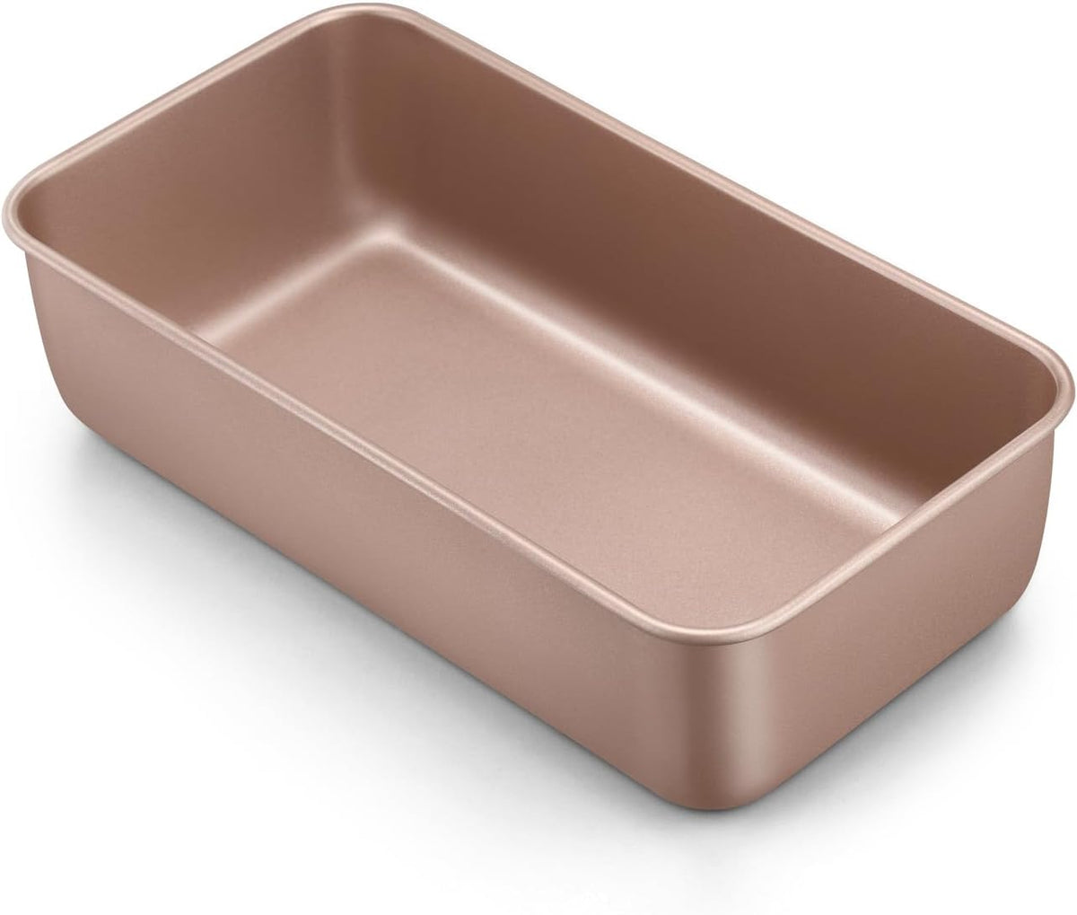LIANYU 9 x 5 Inch Bread Loaf Pan for Baking, Stainless Steel Loaf Toast Baking Pans for Homemade Bread Meatloaf Lasagna Cake, Non Stick & Non Toxic, Oven Safe, Rose Gold