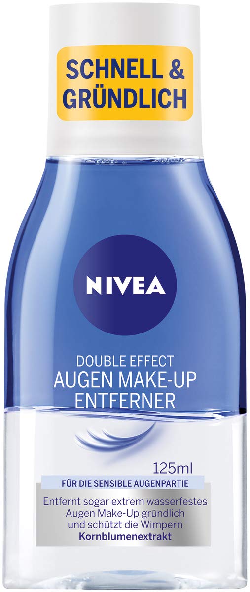 NIVEA Gentle Two‑Phase Eye & Makeup Remover – Single Bottle, Bi‑Phase Formula Quickly Dissolves Stubborn & Waterproof Makeup, Ophthalmologist Tested, Safe for Sensitive Eyes, 4.23 fl oz