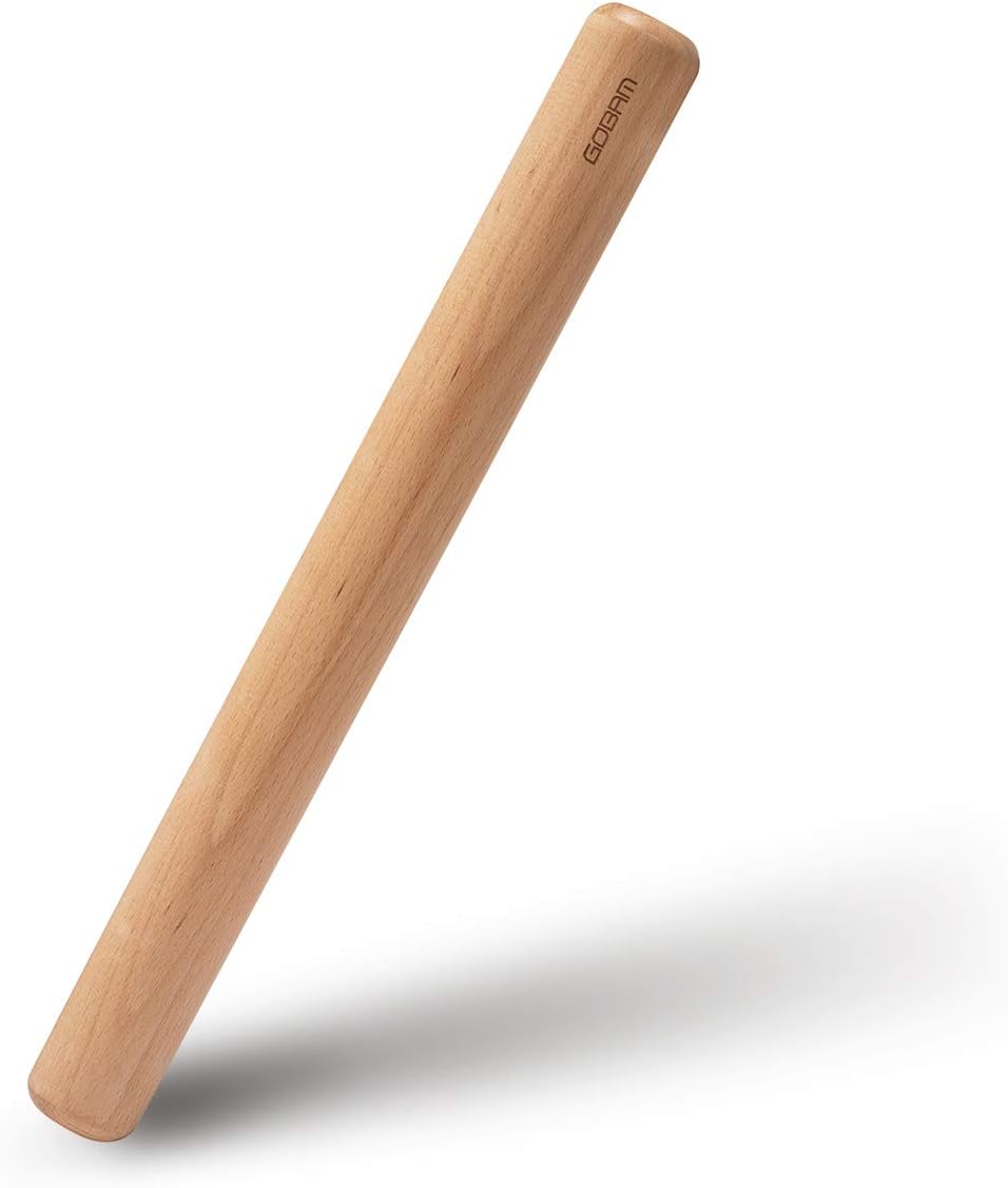GOBAM Wood Rolling Pin, Extra Large - Dough Roller for Pasta, Cookies, Pie, Pizza, Chapati, Fondant, Rolling Pins for Baking, Bread Making Tools and Supplies - 15.8 x 1.6 Inches