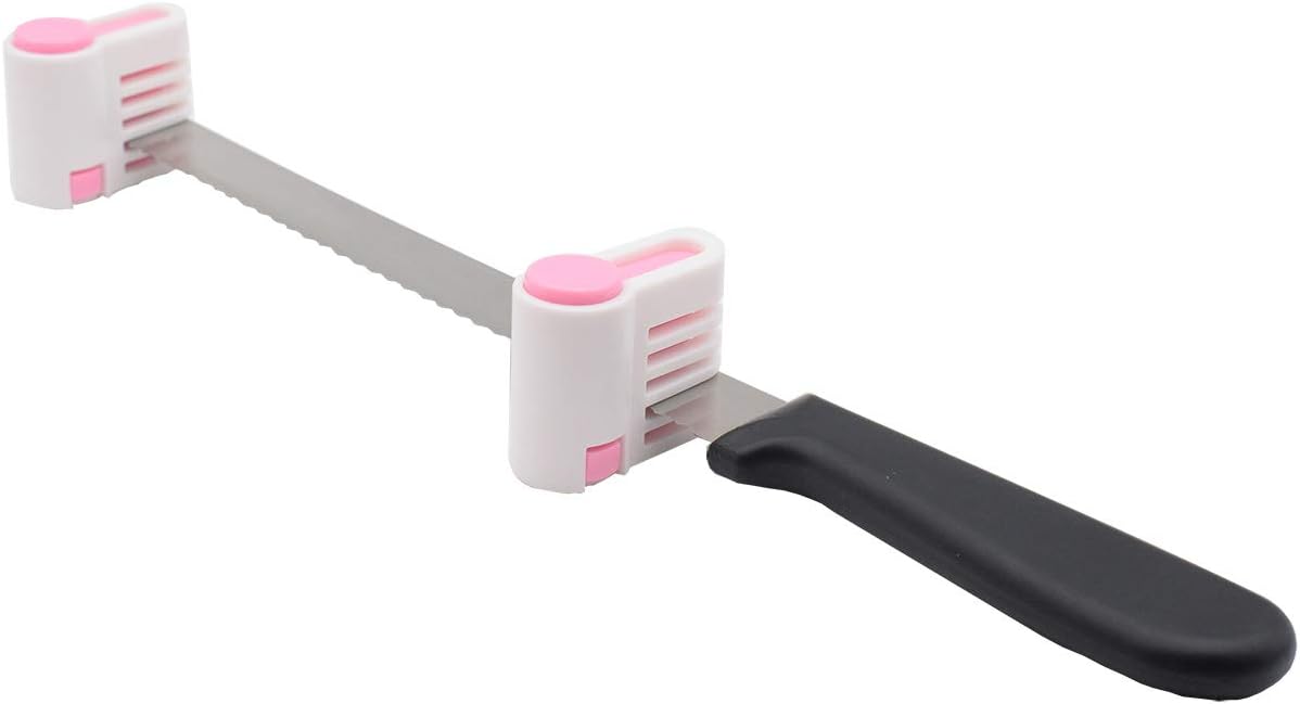 2PCS DIY Cake Slicer, Stratification Auxiliary, Bread Slice, Toast Cut, 5 Layers Leveler Slicer, Kitchen Fixator Tool (2, Pink)