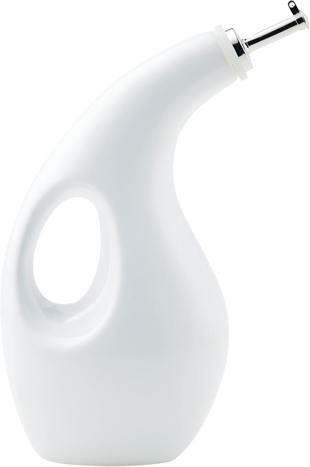 Rachael Ray Ceramic EVOO Oil and Vinegar Dispensing Bottle with Spout, 24 Ounce, White