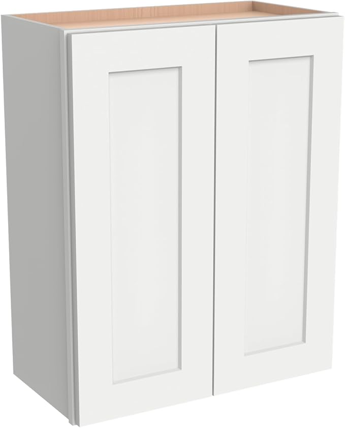 Wall-Mounted Cabinet – Solid Wood Shaker Style Medicine Cabinet with Adjustable Shelves & Soft-Close Doors for Bathroom, Kitchen, and Office Storage (Origami White, 36" W x 12" D x 42" H)
