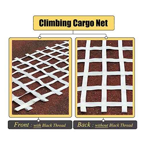 Climbing Cargo Net Heavy Duty,Ninja Net,Rope Ladder for Kids Outdoor Treehouse Backyard Playground Indoor Obstacle Webbing Net for Swing Set Jungle Gym Accessories for Slacklines,White - size: 3x10ft/0.9x3m