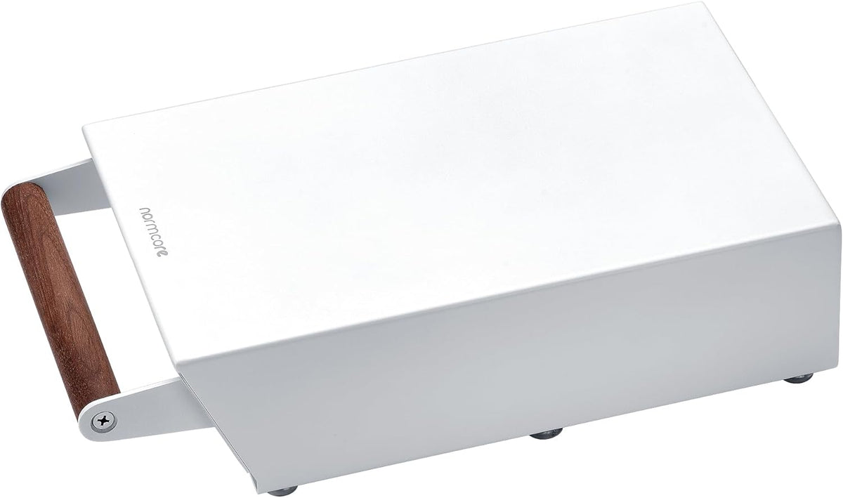Normcore Espresso Knock Box Drawer, Coffee Knock Box with Walnut Handle, Espresso Dump Bin Separation And Detachable, 304 Stainless Steel, Size: M, Matte White