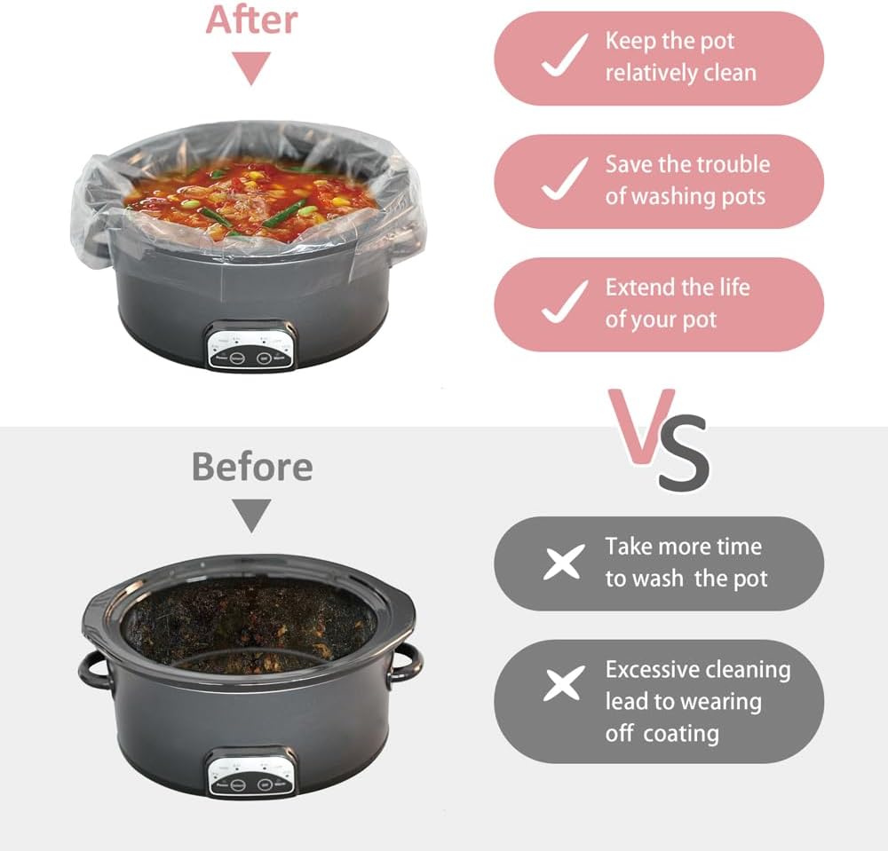 [6 For Free] 36 bags Ebelbo Nylon Pot liners, Slow Cooker Liners 13x21 Inch Large Size Disposable Roaster Cooking, Fit for 3-8QT Oval & Round Pot