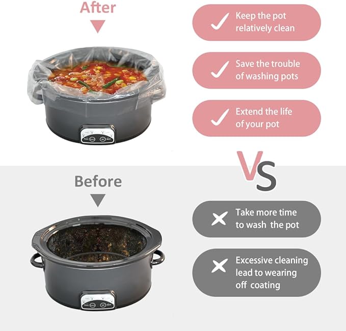 [2 For Free] 12 bags Ebelbo Nylon Pot liners, Slow Cooker Liners 13x21 Inch Large Size Disposable Roaster Cooking, Fit for 3-8QT Oval & Round Pot