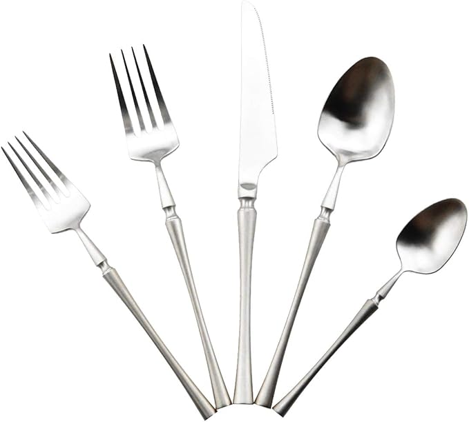Gugrida Unique & Beautiful Flatware Set - 5 Piece Iridescent Silverware Sets | 18/10 Stainless Steel Reusable Cutlery Set | Utensils Service For 1 with Dessert Fork, Knife, Spoon, Dinner Fork