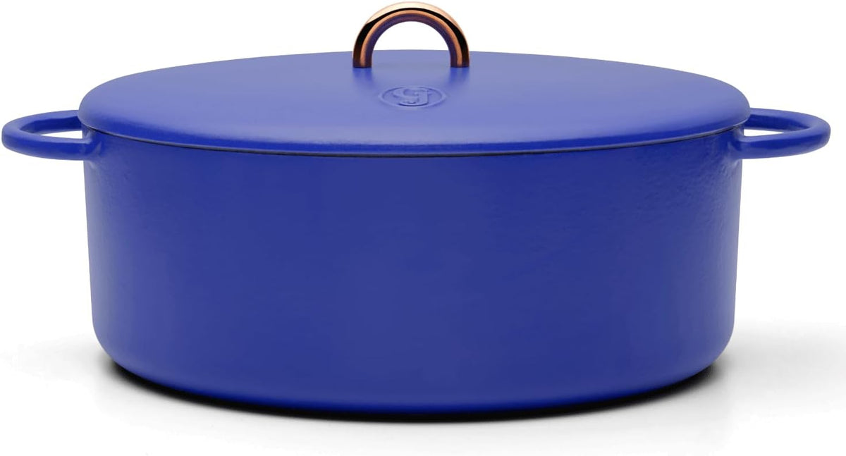 Great Jones Dutchess Cast Iron Dutch Oven Pot With Lid (Blueberry) - Large 6.75 Quart Size, Dual Handles - All Stovetop Safe - 500° Dutch Oven For Bread Baking | Dishwasher Friendly