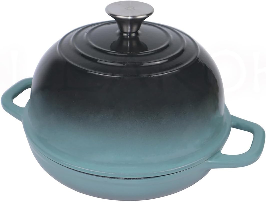 Dutch Oven for Bread Baking, Enameled Cast Iron Dutch Oven Pot with Lid, Bread Oven for Sourdough Bread Baking, Cast Iron Bread Pan, 5 qt Cyan