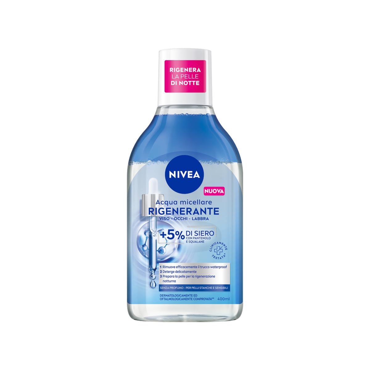 NIVEA Regenerating Serum Infused Micellar Water 400 ml (13.53 fl oz) – Micellar Cleanser with Amino Acid – Gentle Daily Face Cleanser & Makeup Remover – No-Rinse Formula – Suitable for Sensitive Skin