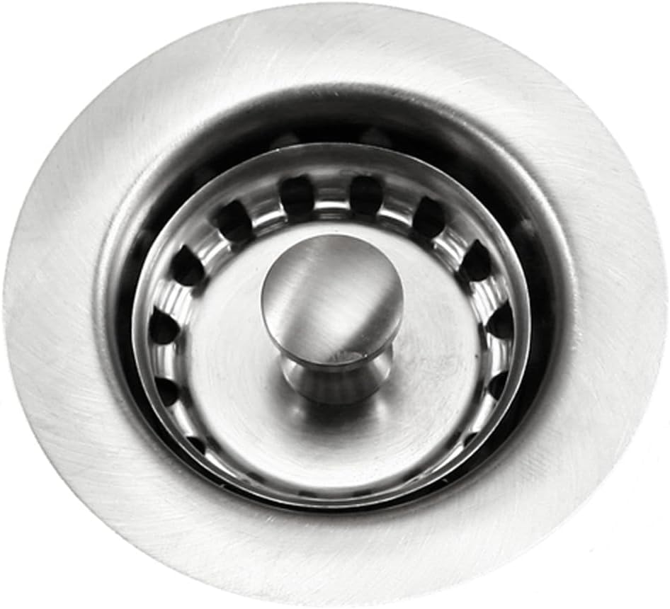 Houzer 190-4200 - 2-1/2 inch Stainless Steel Kitchen Sink Basket Strainer, Durable Food Catcher Stopper for Metal Kitchen Sink, Ideal for Filtering Waste and Preventing Clogs