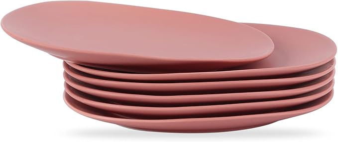 Stone Lain Delilah Salad Plate 6-Piece Dish Set, Porcelain, Terracotta