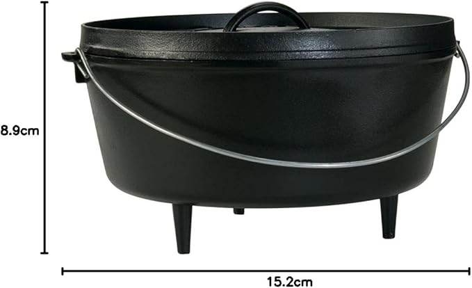 Lodge 10 Quart Pre-Seasoned Cast Iron Camp Dutch Oven with Lid - Dual Handles - Use in the Oven, on the Stove, on the Grill or over the Campfire - Black