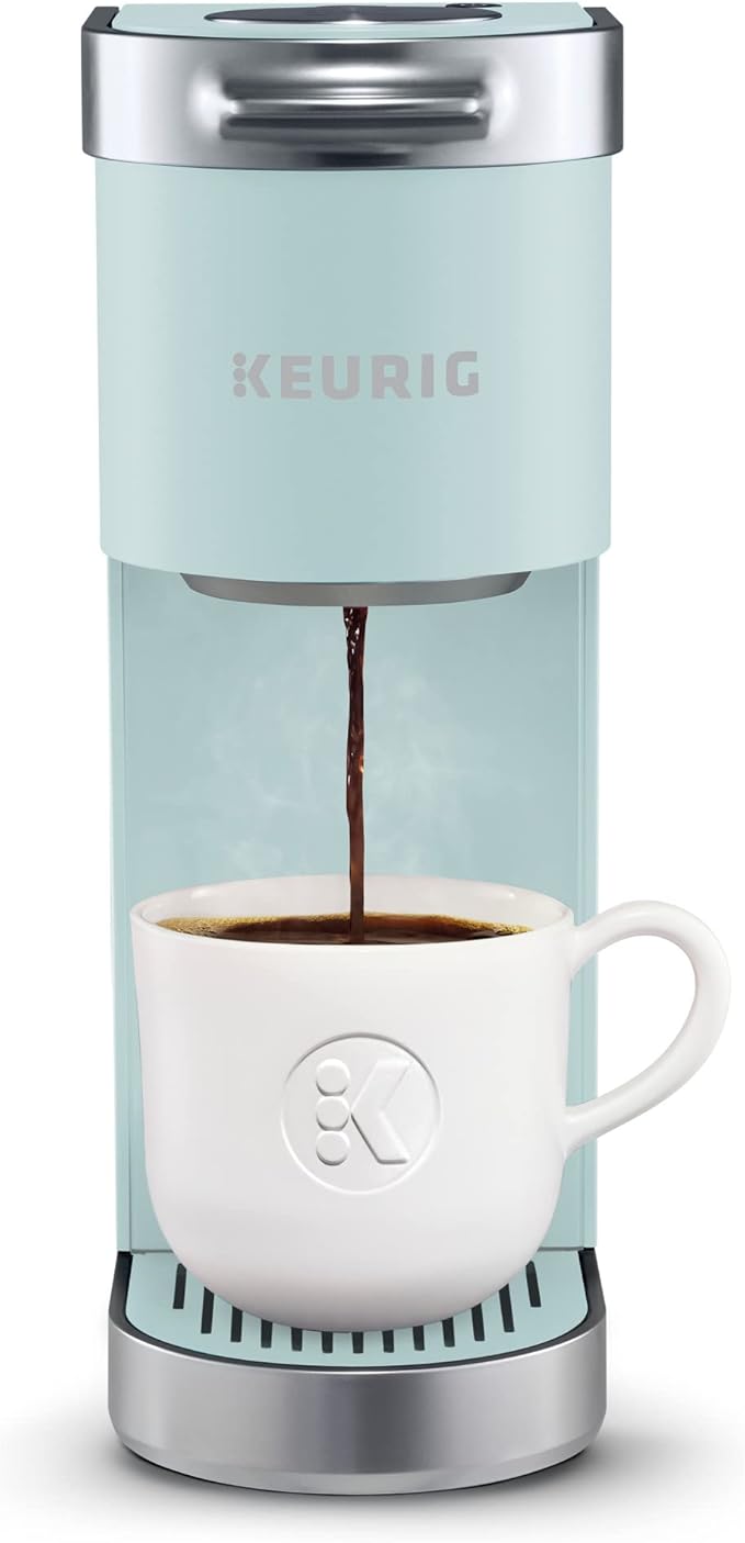 Keurig K-Mini Plus Single Serve K-Cup Pod Coffee Maker, with 6 to 12oz Brew Size, Stores up to 9 K-Cup Pods, Travel Mug Friendly, Misty Green