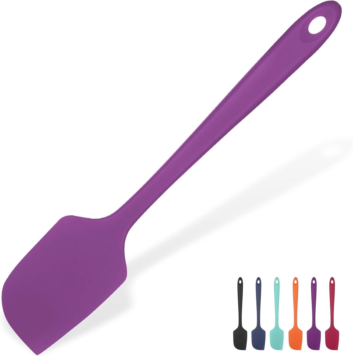 Heat Resistant Silicone Large Spatula: U-Taste 600ºF High Heat Flexible 11.38in Silicon Mixing Stirring Cooking Scraping Baking Bowl Scraper Seamless Spreader for Kitchen Nonstick Cookware (Purple)