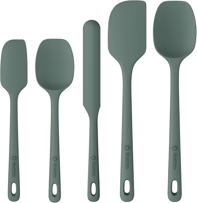 5 Pieces Silicone Spatula Set, Food Grade Rubber Spatula, Upgrade Strong Handle with Ergonomic Grip, Heat Resistant Up to 600°F for Nonstick Cookware, Cooking Dried Thyme