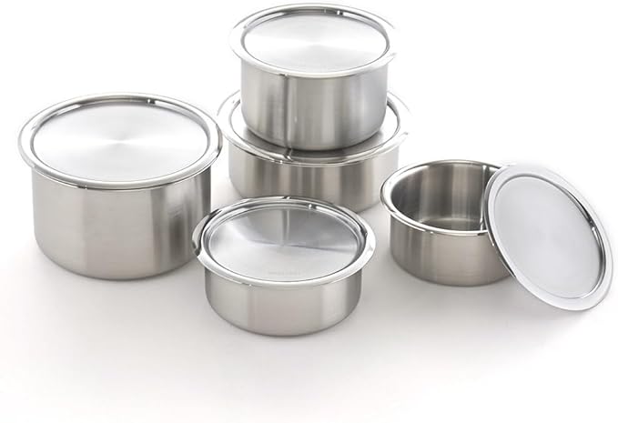 CaKE 5PCS Stainless Steel Food Storage Containers With Lids 5PCS Canister Set Kitchen Appliances Dishwasher Safe Premium South Korea