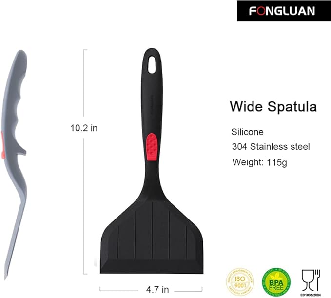 Silicone Wide Turner/Spatula Kitchen Spatulas Nonstick Cookware for Cooking & Serving Heat-Resistant BPA Free Cooking Utensils