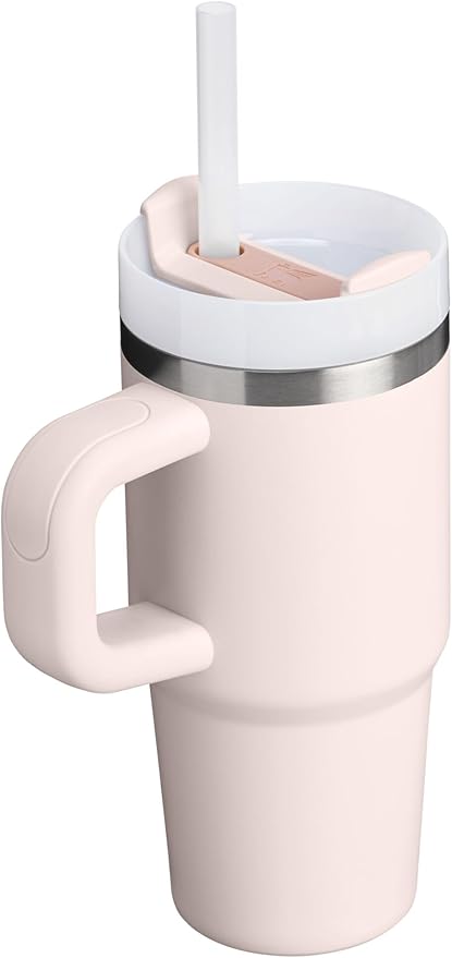 STANLEY Quencher H2.0 Tumbler with Handle and Straw 14 oz | Flowstate 3-Position Lid | Cup Holder Compatible for Travel | Insulated Stainless Steel Cup | BPA-Free | Rose Quartz 2.0