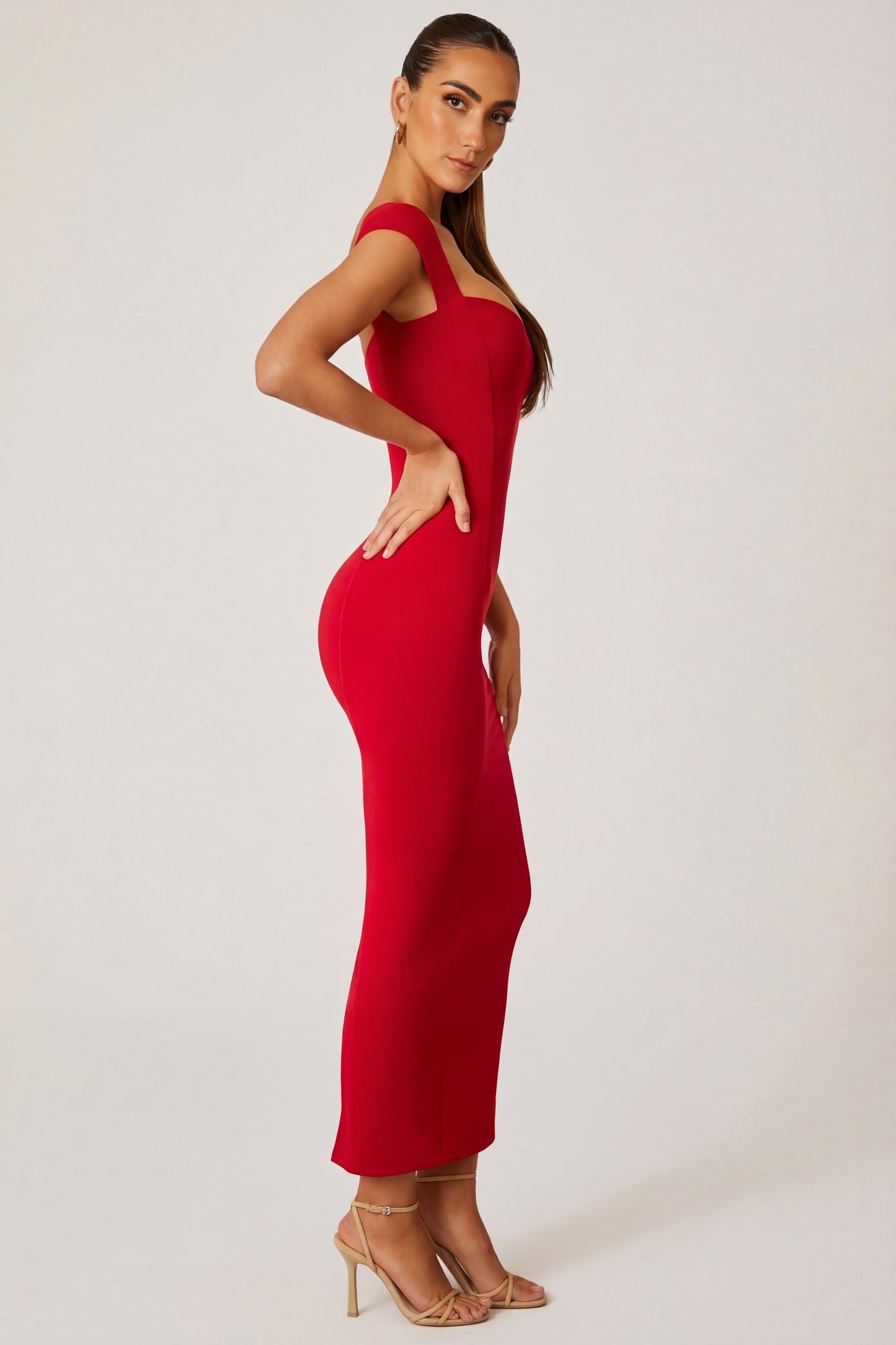 Sweetheart Neckline Maxi Dress in Red