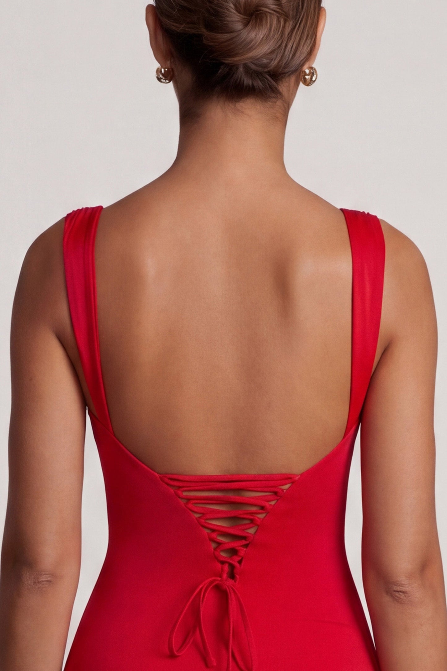 Tie Up Back Mini Dress in Red