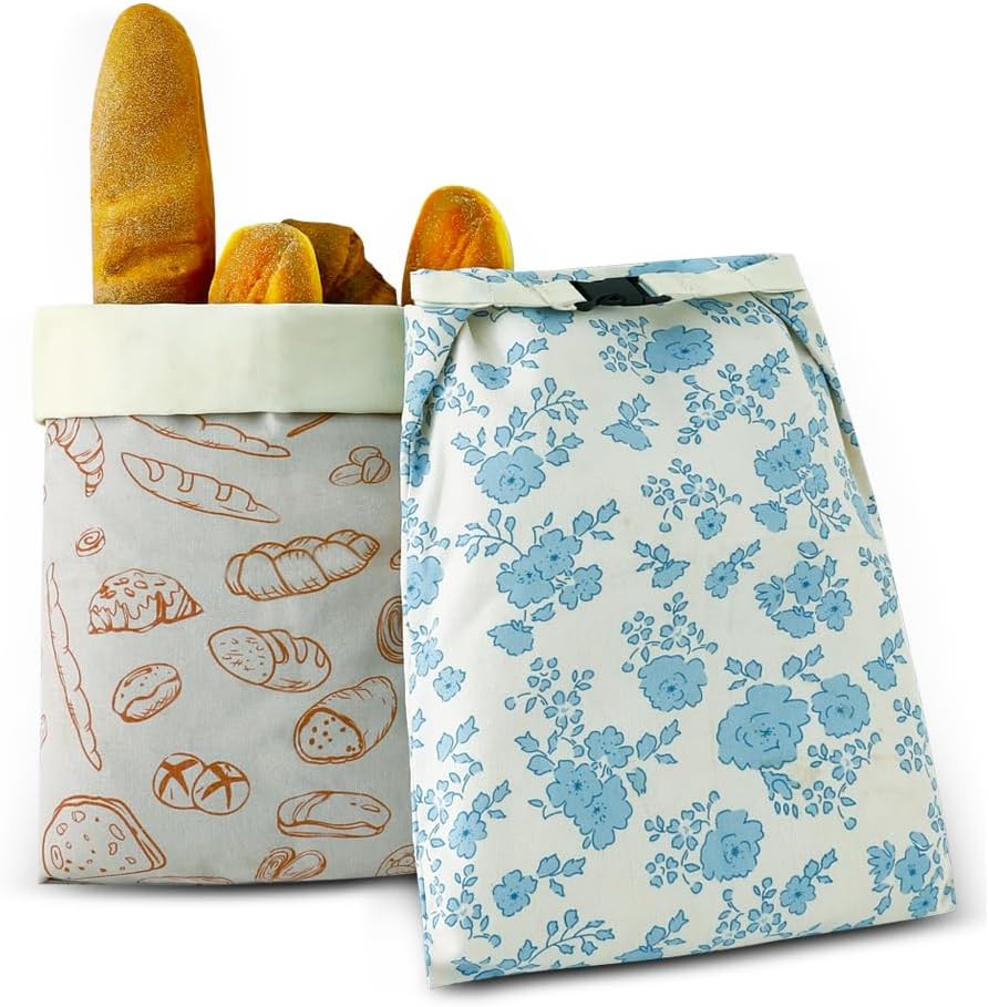 Bread Bags for Homemade bread,2 Pack Sourdough Bread Bags,Beeswax Bread Bags for Bourdough,Reusable Bread Storage