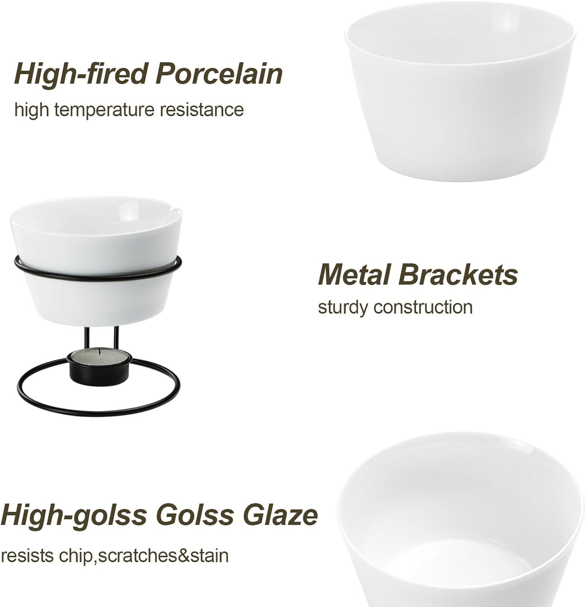 Luvan 4Pcs 12.8oz Butter Warmers for Seafood, Butter Melter with Stands and 20Pcs Tealight Candles,Ceramic Butter Warmer Set for Lobster, Personal Fondue Set Melted Butter Cups for Seafood, Fondue