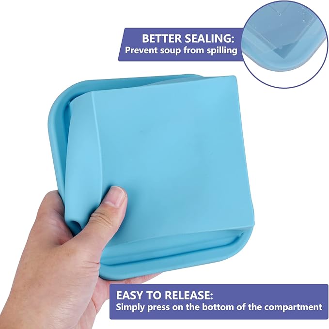 2 Cup Silicone Freezer Trays with Lid 4 Pack Silicone Freezer Molds soup freezer containers Make 4 Perfect Soups, Broths, Stews, Sauces, Curries