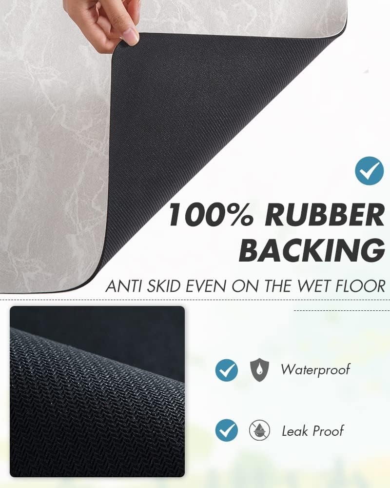 AMOAMI Coffee Mat Hide Stain Rubber Backed Absorbent Dish Drying Mat for Kitchen Counter - Fits Under Coffee Maker or Machine