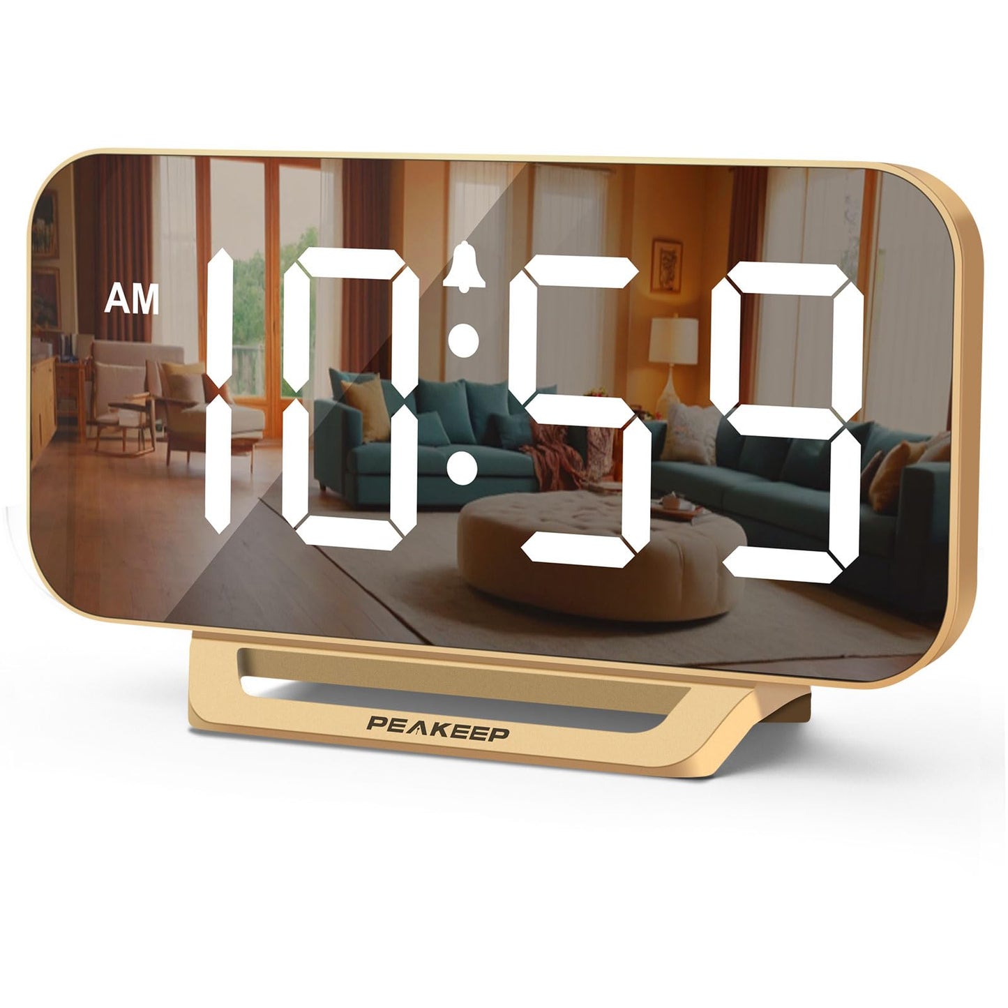 Peakeep Slim Digital Mirror Aesthetic Alarm Clock for Bedrooms Desk Decor