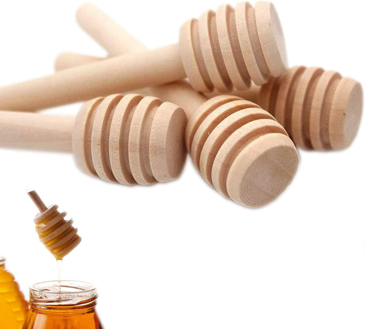 50 Pcs Honey Dipper Stick, 3 inch mini honey dipper, Wooden Honey Dippers Stick, Honey Stirrer Honey Wand for honey Collecting Dispensing Drizzling Jar Portable and Wedding Party