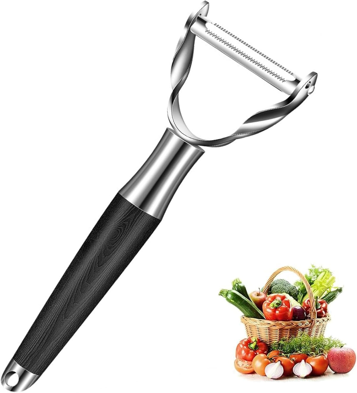 Peeler Ultra Sharp Stainless Steel Blades and Anti-slip Wood Handle Vegetable Fruit Potato Carrot Apple Peeler for Efficient Kitchen Prep