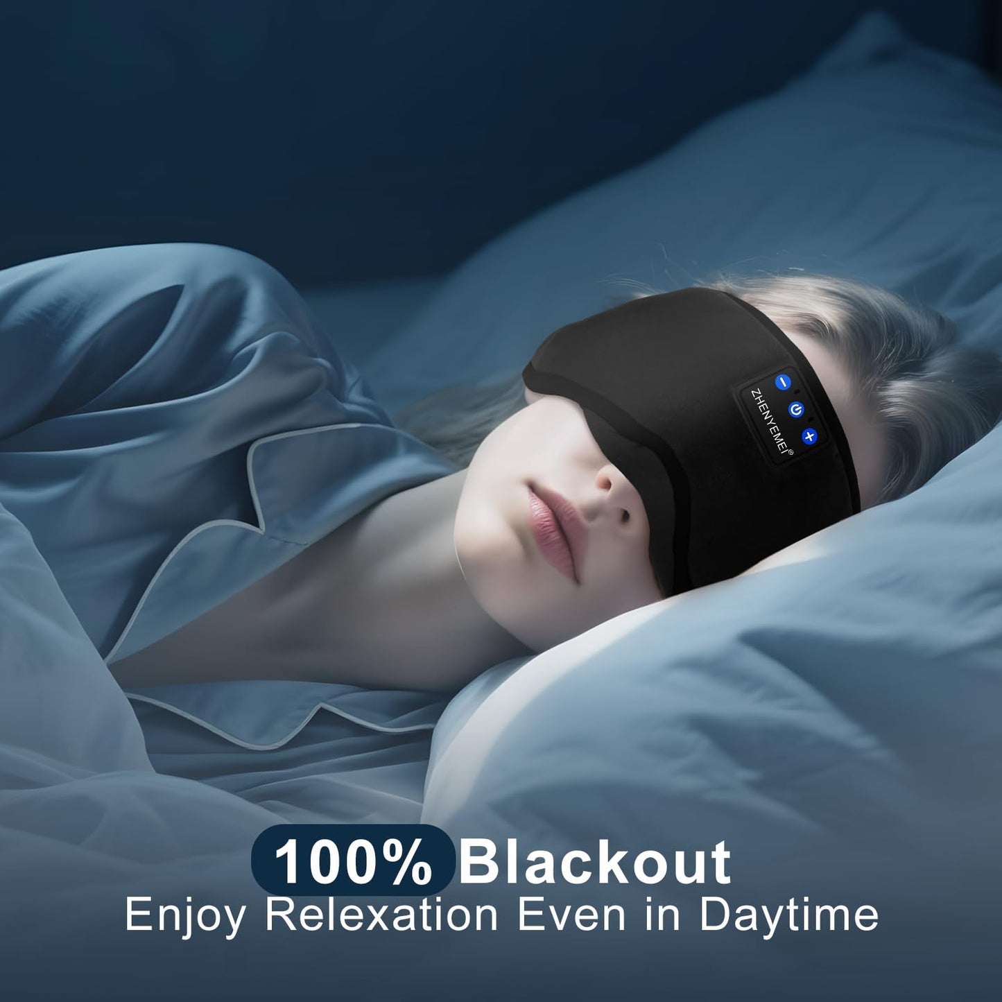 Sleep Mask with Bluetooth 5.4 Headphones - Blackout Sleeping Mask Side Sleeper Eye Masks Earphone Rechargeable Headband Wiless Music Ear Muffs Portable Travel Essentials Gift for Women Men Mom