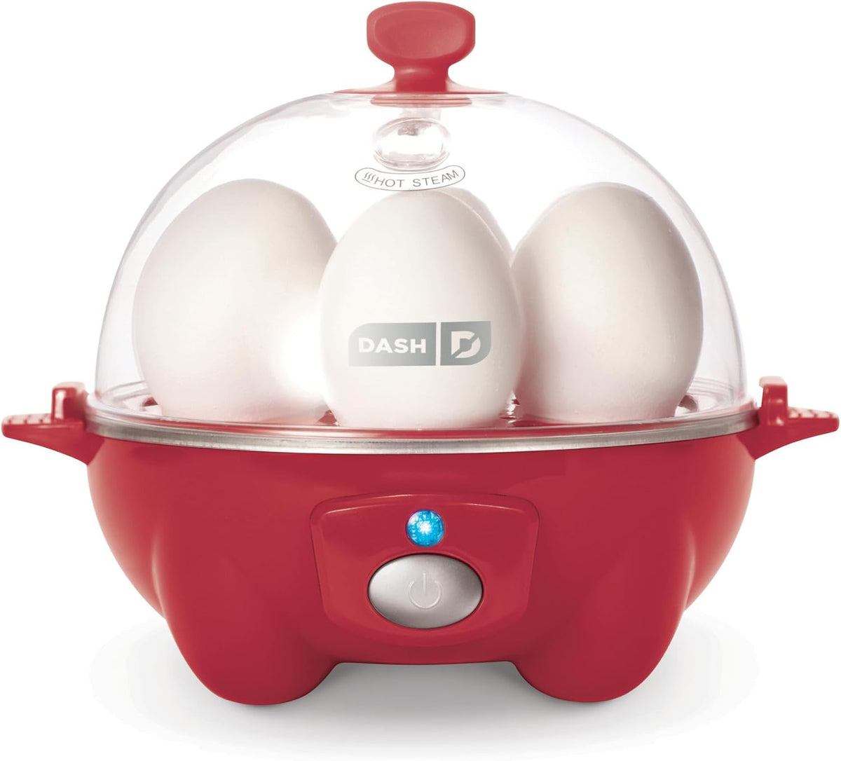 DASH Rapid Egg Cooker: 7 Egg Capacity Electric Egg Cooker for Hard Boiled Eggs, Poached Eggs, Scrambled Eggs, or Omelets with Auto Shut Off Feature - Red