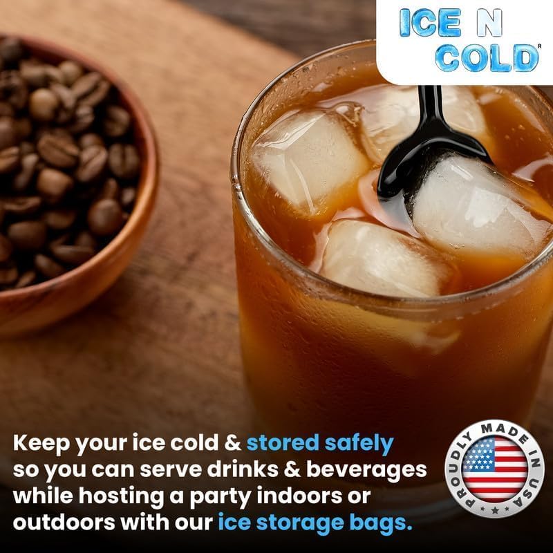 Ice Bags with Drawstring Closure | 10lb, 500ct/cs | 41 mic Thickness | Portable Storage and Freezer Keeper