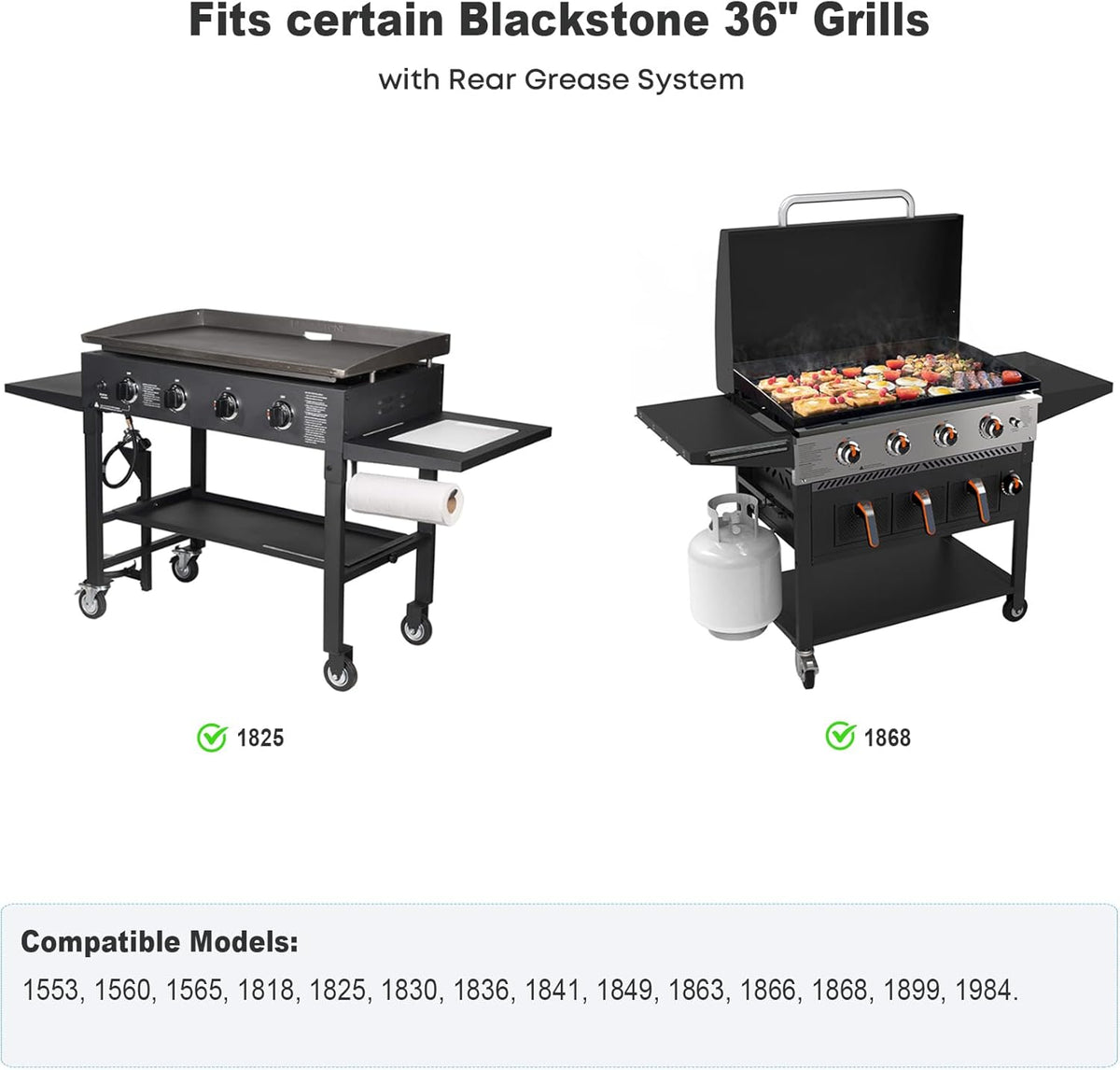Stanbroil 36 Inch Flat Top Griddle Replacement Top for Blackstone 36" 4-Burner Gas Grill Cooking Station, Ceramic Coated Steel Griddle Top Replacement with Rear Grease System, Black