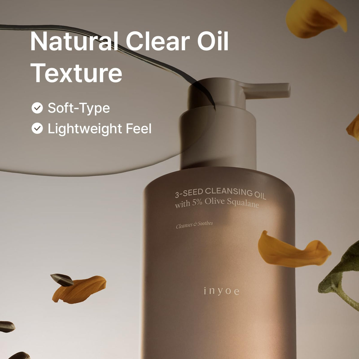 inyoe 3-Seed Cleansing Oil with 5% Olive Squalane, 6.76 fl oz