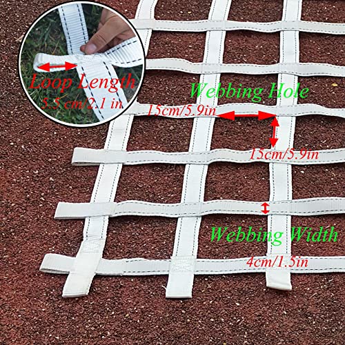 Climbing Cargo Net Heavy Duty,Ninja Net,Rope Ladder for Kids Outdoor Treehouse Backyard Playground Indoor Obstacle Webbing Net for Swing Set Jungle Gym Accessories for Slacklines,White - size: 3x10ft/0.9x3m