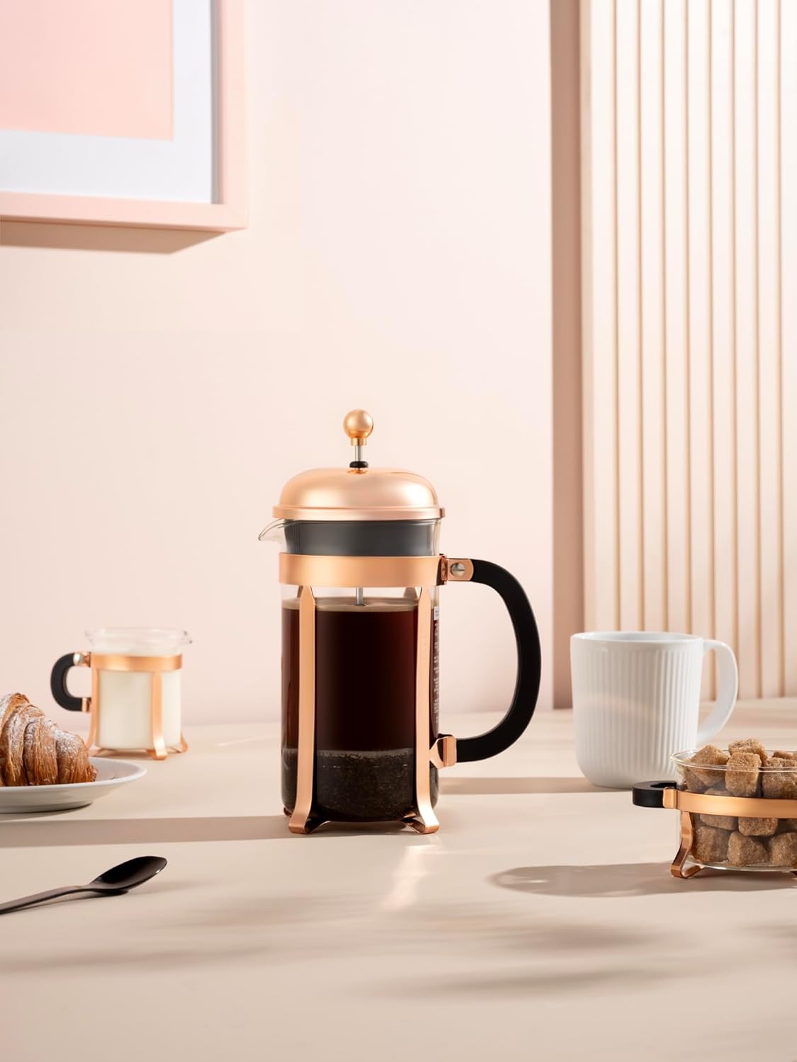 Bodum 34oz Chambord French Press Coffee Maker, High-Heat Borosilicate Glass, Stainless Steel, Copper – Made in Portugal
