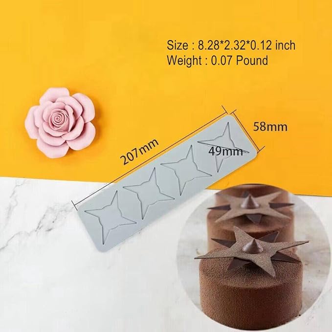 3D Hollow Leaf Fondant Lace Mold Multi Leaves Flower Candy Mold Chocolate Sugar Craft Cake Decoration Cupcake Top (H Darts_8.28 * 2.32 * 0.12inch)