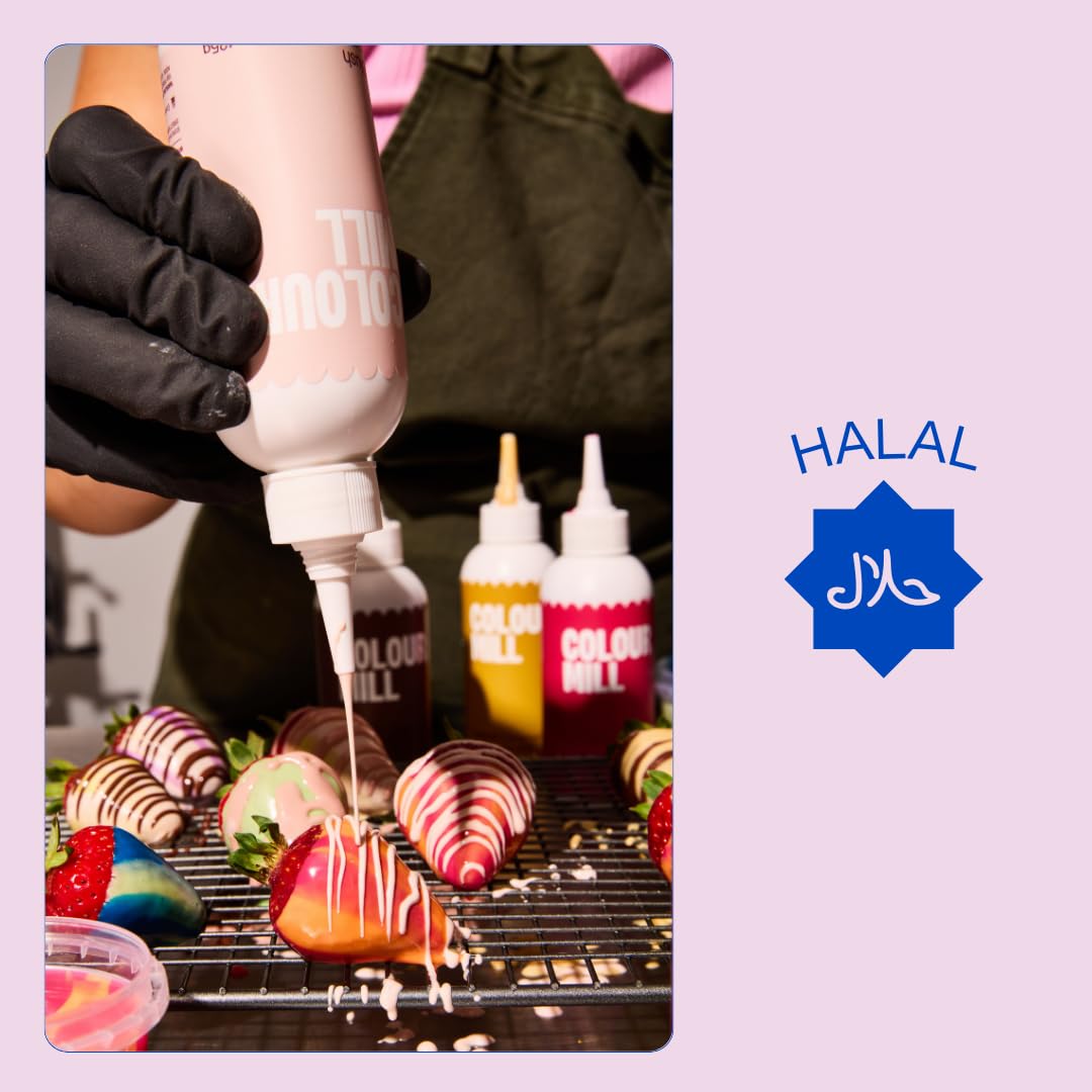 Colour Mill Chocolate Drip Easy-Melt Drizzle for Desserts, 125 Grams Raspberry