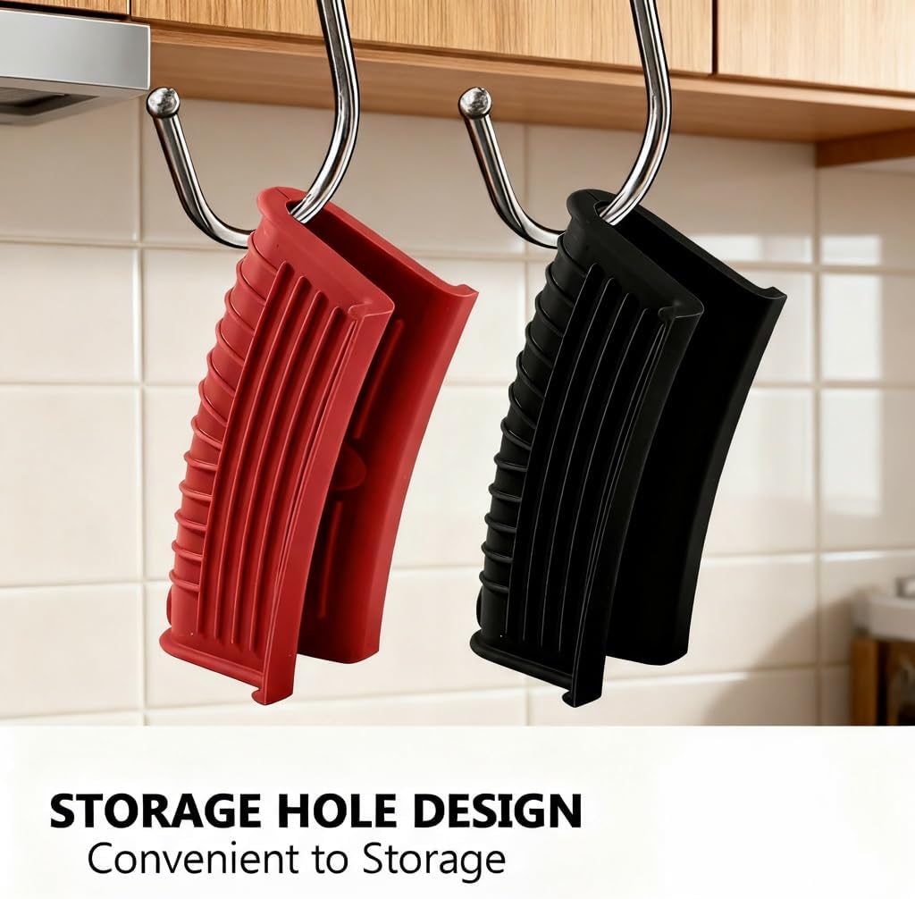 2 Pairs of Silicone Assist Handle Holder,Cast Iron Pan Skillet Handle Covers Soup POTS Pot Handle Holders,Handle Protectors Non-Slip Pot Holder Sleeve,Frying pan Casserole Oven Tray Cookware