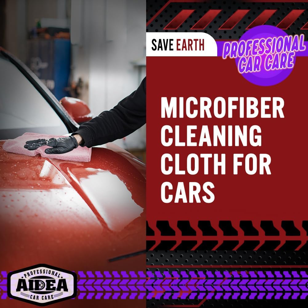 AIDEA Microfiber Cleaning Cloth Pink 10PK, Microfiber Towels for Cars, Premium Car Cloths, Dusting Cloth Lint Free Cleaning Rags for SUVs, House, Kitchen, Window, Workshops,12×12"
