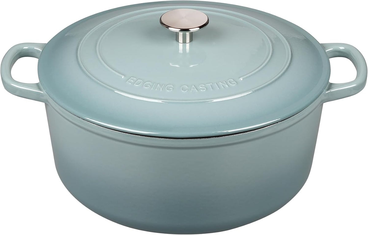 Enameled Dutch Ovens Cast Iron Dutch Oven Pot with Lid for Bread Baking, Cook, Dual Handle, 7 Quart, Seasalt