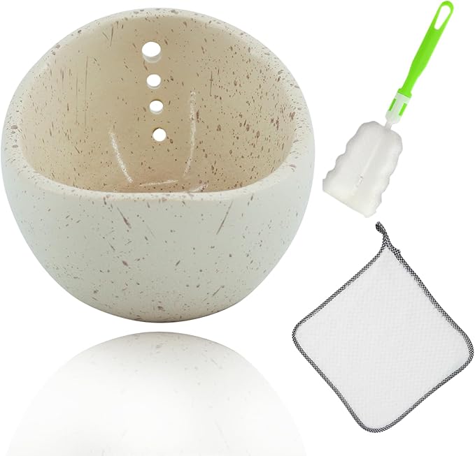 Herb Stripper 1PCS.2025 New Herb Stripping Bowl Ceramic Pottery, Handmade Ceramic Herb Stripping Mug, Handmade Herb Stripping Tool for,Comes With a Cleaning Brush And A Cleaning Cloth