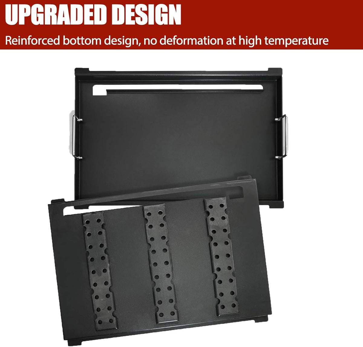 KEESHA 6787 Flat Top Griddle Insert for Weber Spirit I & II 300 Series, Universal Nonstick Griddle Replacement Parts for Broil King, Huntington and Sterling 3-Burner Gas Grill with Mini Oven Mitt