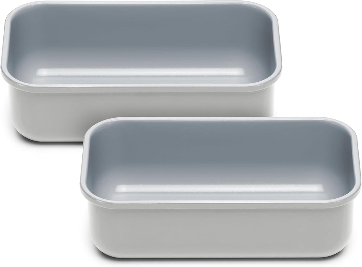 Caraway Non-Stick Ceramic 1 lb Loaf Pan Duo - Naturally Slick Ceramic Coating - Non-Toxic, PTFE & PFOA Free - Perfect for Pound Cakes, Breads, & More - Gray