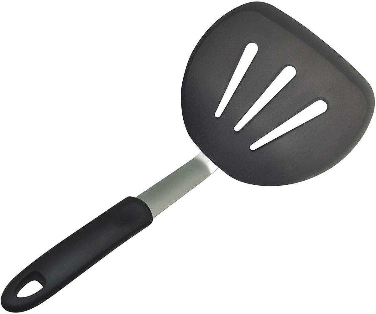 Silicone Turner, Perfect Pancake Flipper and Egg Turner, Heat Resistant Rubber Spatula Wide for Large Food