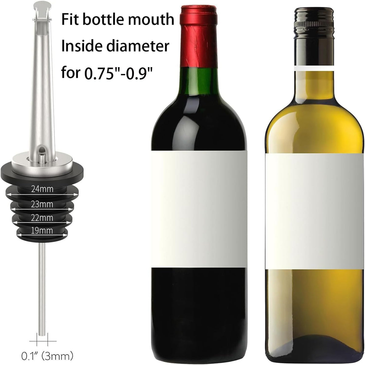 20 Pcs Oil Spout Liquor Bottle Pourer Spouts Stainless Steel Speed Pour Spouts Olive Oil Dispenser Spout with Flip Top for About 3/4" Bottle Mouth