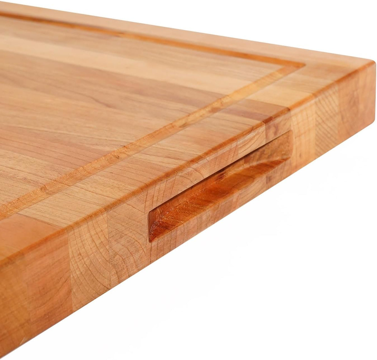 CONSDAN Wood Cutting Board for Kitchen, USA Grown Hardwood, 20 x 15, Solid Cherry Wood with Invisible Inner Handle, Prefinished with Food-Grade Oil, Suitable for Kitchen Edge Grain, 1-1/2" Thick